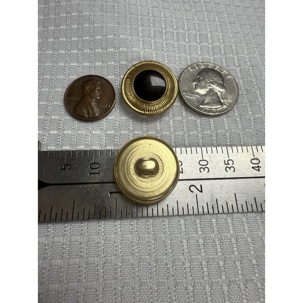 20 Vintage Gold Tone Metal Shank Buttons Black Halo Sunburst Dome Center 80s/90s
